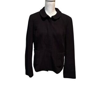 Talbots Women's Size 14 Black Zip‎ Blazer Jacket Career cocktail 100% Cotton